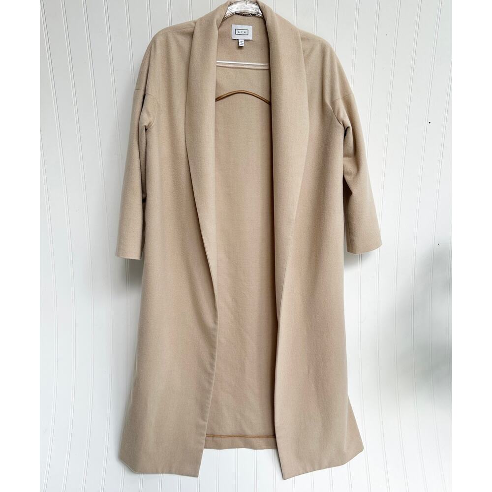 AYR Camel Wool Coat The Robe Jacket Tan Hair Shawl Collar Blend Longline XS/S=